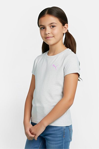 Puma Kids Girl Sportswear Fit Short Sleeve Training T-Shirt, Light Grey