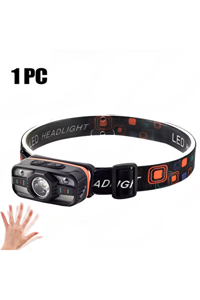 Choice مصباح أمامي LED محمول بمستشعر قابل لإعادة الشحن و6 أوضاع إضاءة ومصباح يدوي للرأس