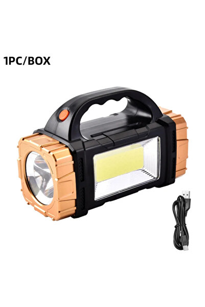 Choice مصباح يدوي LED ذهبي عالي الطاقة قابل لإعادة الشحن ومتعدد الوظائف مع ضو...