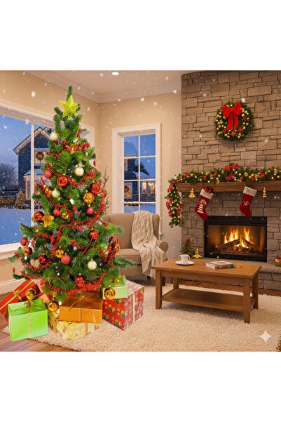 OBSIDION Artificial Christmas Tree 180 cm, 380 Tips, Base 40x95 cm + Accessory Set