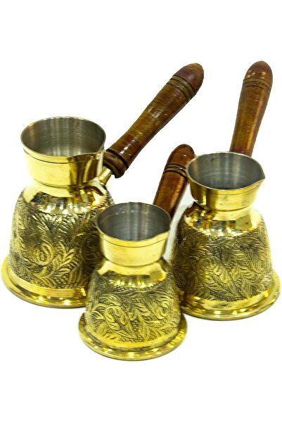 Generic 3-Piece Brass/Copper Coffee Heating Set - Arabic Coffee Pots (360/270...