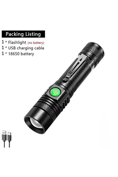 Choice 1 قطعة U518 18650 سبائك الألومنيوم المحمولة مصباح يدوي قوي LED USB قابلة لإعادة الشحن في الهواء الطلق