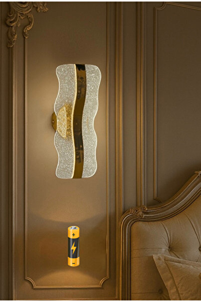 burenze Modern Tasarım Sapphire Pilli Aplik Aç Kapa Butonlu Kablosuz Tak Çalıştır Gold Sarı Gövde