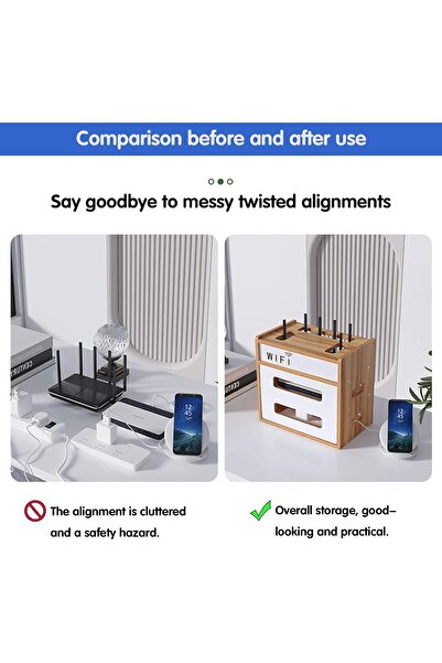 TERRIFI WiFi Router Storage Box Wooden Cabinet for Router and Modem (Charcoal Wood)