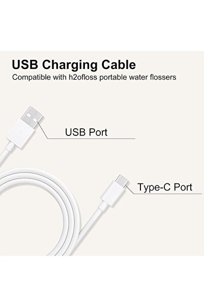 h2ofloss USB Charging Cable for Water Flosser, Utilize a 2-Round Pin Charging Interface