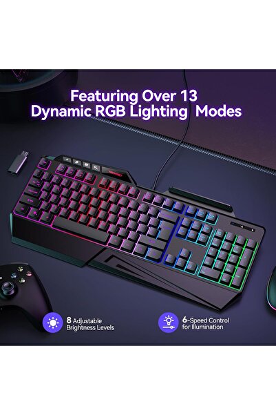 BestGod Rgb Backlit Gaming Keyboard, 108-Key Wired Computer Keyboard, High-Speed Response