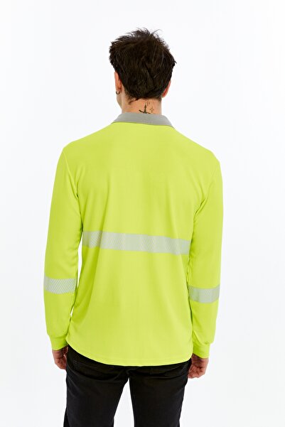 Uniprom Neon Yellow High Visibility Reflective Polo Neck Sweatshirt (Hi-Vis)