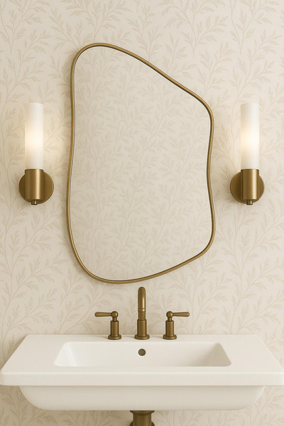 Fawdecor Premium Şık Asimetrik Ahşap Çerçeveli Duvar Banyo Hol Aynası - Moder...