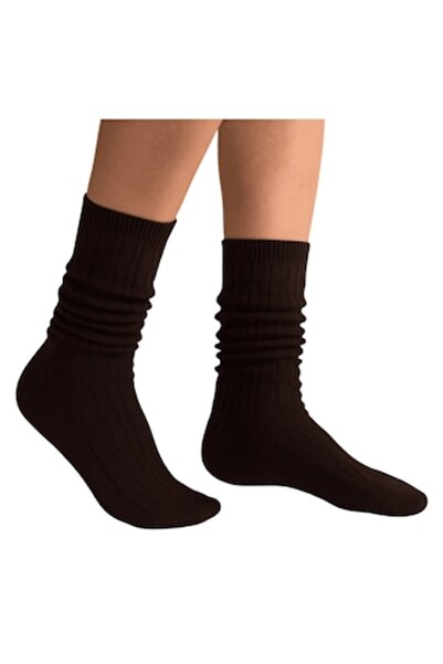Mixbo - Women's long socks, brown, one-size (EU 35–38)