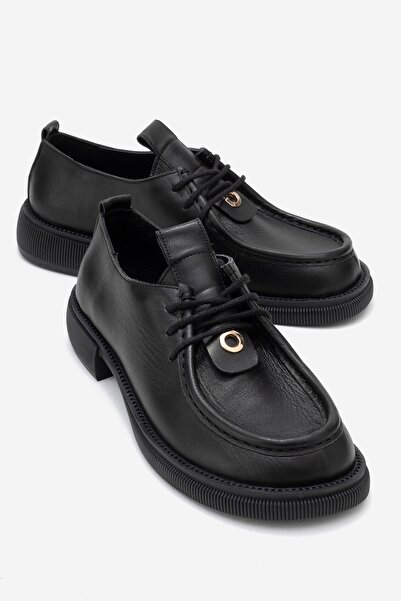 LuviShoes BAND Черни дамски обувки от естествена кожа с връзки