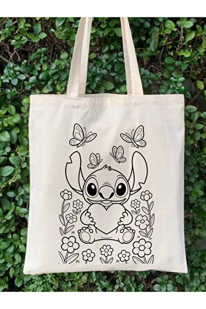 Cemira Stitch Temalı Boyama Çantası (Boyanabilir Bez Çanta)