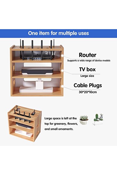 TERRIFI WiFi Router Storage Box Wooden Cabinet for Router and Modem (Charcoal Wood)