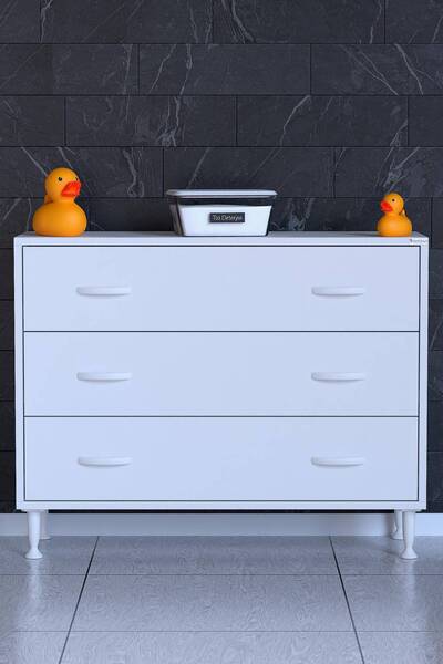 Modilayn Rolen 3'lü 90 cm Çekmeceli Banyo Dolabı