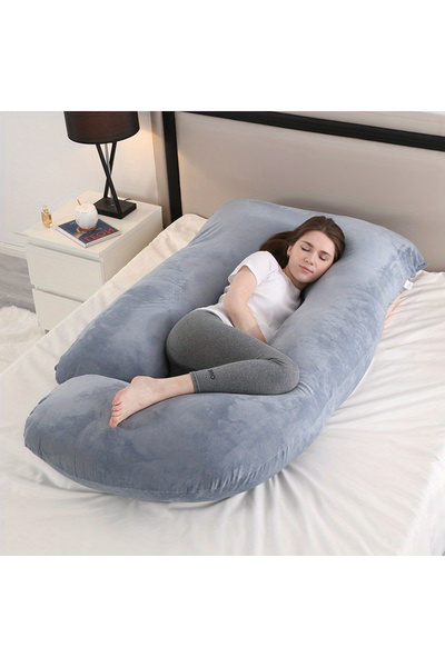 MIXSNOW Cool J-shaped Pregnancy Pillow, Perfect Sleep For Mother, Support For Pregnant Mothers - Gray