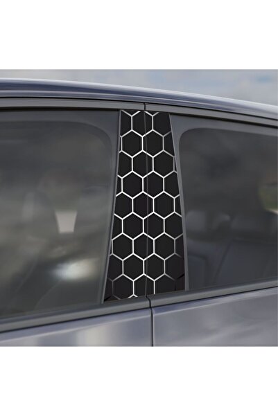 StickITsibiu Set Stickere Stâlpi Auto – Hexa Grid Sport Edition | 2 Buc – 49×21 cm | Print Premium Laminat Lucios