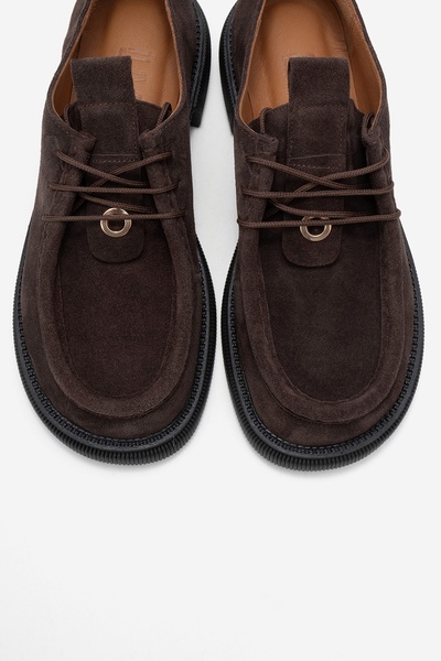 LuviShoes BAND Кафяви суедни дамски обувки от естествена кожа с връзки