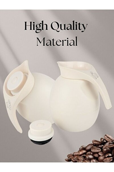 Raz Home Set of 2 High Quality Vacuum Flask for Coffee Tea Water 1000ml - Beige