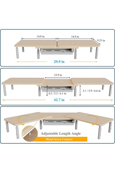 Generic ETHU Dual Monitor Stand Riser with Drawer - Maple