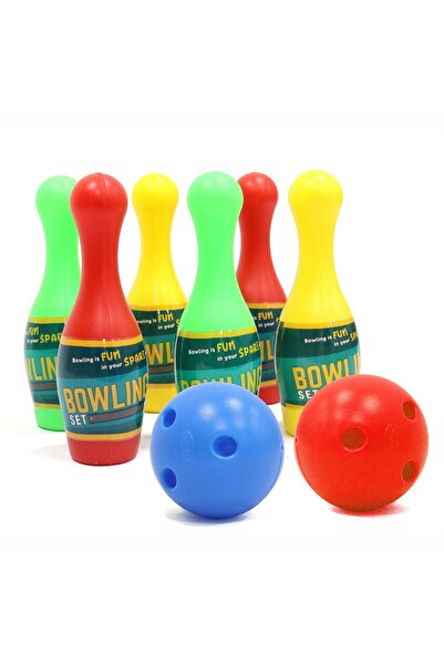 Chanak مجموعة لعبة بولينج بلاستيكية مع 6 دبابيس وكرتين - للعب الداخلي والخارج...