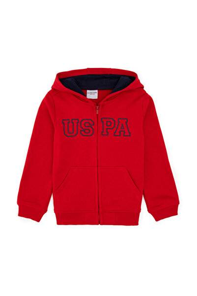 U.S. Polo Assn. Boy's Red Zippered Hooded Sweatshirt 50313844-Vr171