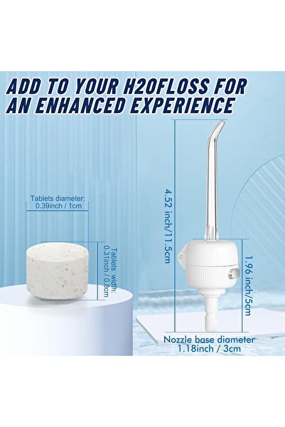 Youtrico Water Flosser Refill Whitening Tablets with H2ofloss Portable Oral Irrigator Dedicated Nozzle,