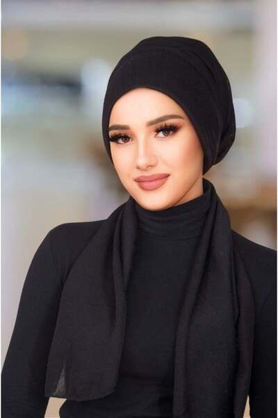 Aişe tesettür Black Scarf Bonnet