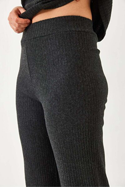 Asil Modest Crew Neck Basic Top and Bottom Cotton Knitted Set