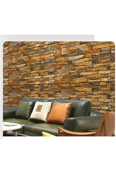 OEM Set of 10 3D Wallpaper Tiles, 70 x 77 cm, 3 mm Thickness, Polyethylene, Brick Pattern,