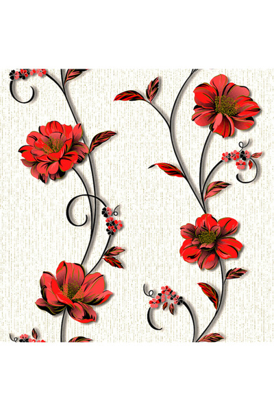 OEM Wallpaper 1266 Demi paper white-red sizes 0.53m x 10.05m = 5.3 sq m