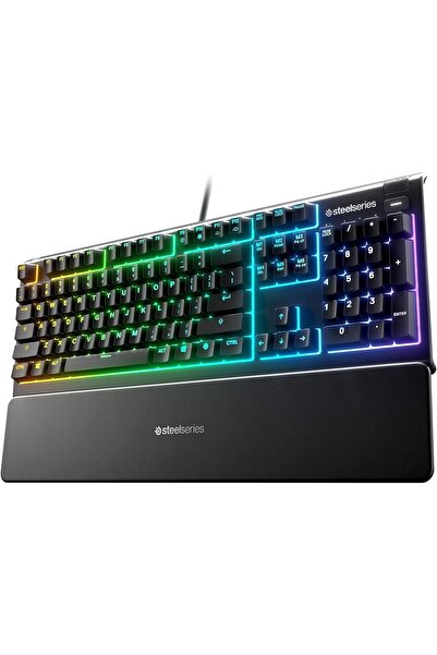 SteelSeries Apex 3 - Gaming Keyboard - 10-Zone RGB Lighting - Premium Magnetic Wrist Rest - American