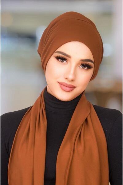 Aişe tesettür Tan Scarf Bonnet