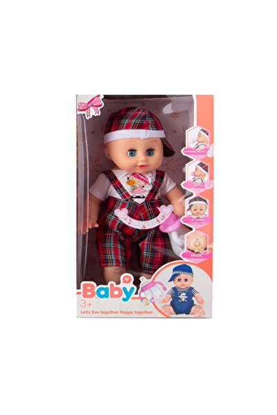 Toysea 14 Inch Baby Doll with Sound, Feeding Bottle and Closing Eyes, Musical Doll Toy for Kids