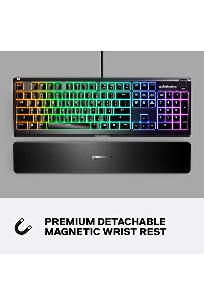 SteelSeries Apex 3 - Gaming Keyboard - 10-Zone RGB Lighting - Premium Magnetic Wrist Rest - American