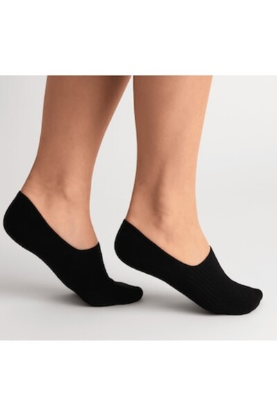 Mixbo No-Show Liner Socks with Silicone Band, Cotton, Black, Size 35-39