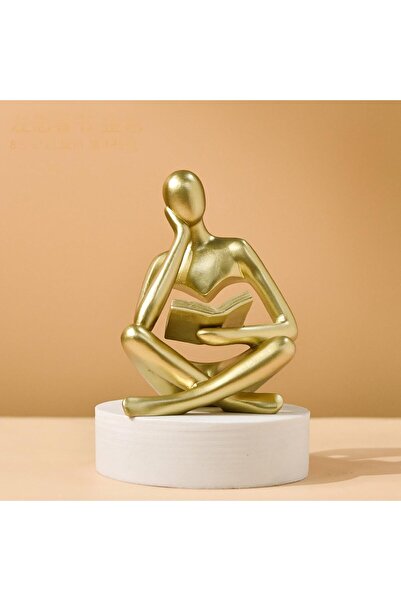 Arabest ديكور المنزل، تمثال المفكر القارئ الذهبي، تماثيل حديثة، مجموعة تماثيل...