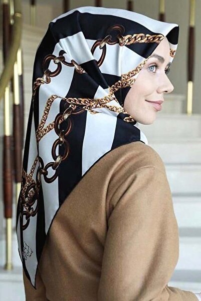Levidor Yeni Sezon Trend Polyester Twill (Tivil) Eşarp Modeli Tesettür Nağme LDT197-01 Geometrik Des