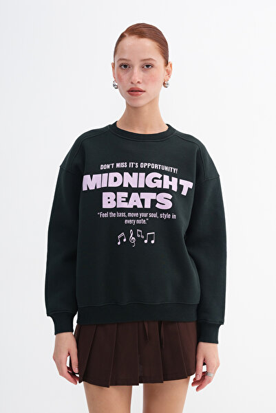 Addax Printed Fleece-Lined Sweatshirt S1865