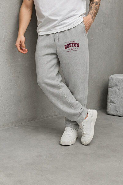 EydaMoon Ανδρικό χειμερινό φαρδύ βαμβακερό παντελόνι Boston με φαρδιά πόδια και πλαϊνές τσέπες