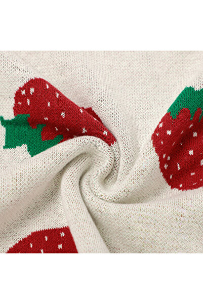 Ominii New knitted pure cotton cute strawberry jacquard baby blanket