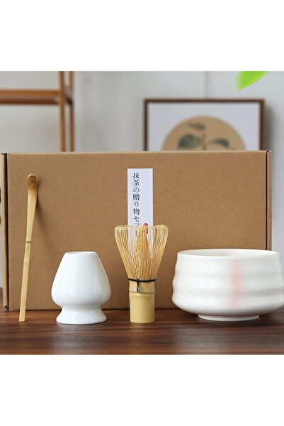 Saharaz 4 Piece Matcha Tea Set, With bamboo Whisk and teaspoon, Burable, Gift for Traditional Matcha