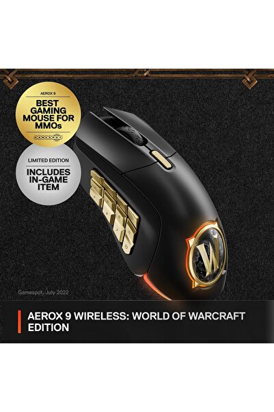SteelSeries Aerox 9 Wireless - World of Warcraft Edition - MMO Gaming Mouse