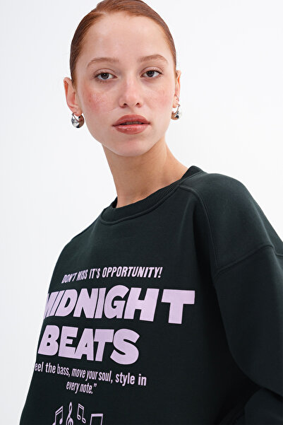 Addax Printed Fleece-Lined Sweatshirt S1865