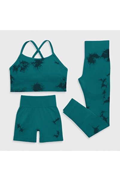 Mixbo Set sport Tie-Dye din 3 piese: pantaloni scurți, colanți și sutien spor...