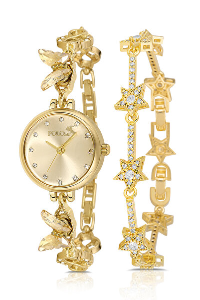 Polo Air ساعة يد نسائية من كيليبيت شارك، سوار على شكل نجمة، لون ذهبي، PL-1579B1