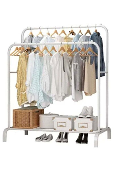 Yelajoy Clothes Storage Rack Floor Hanger Parallel Bars White 110 x 150cm