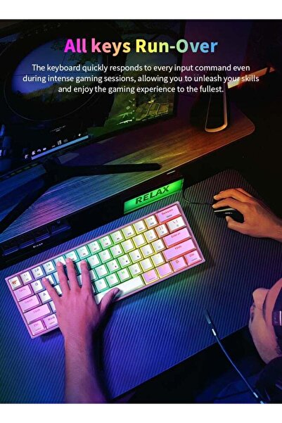AZZHAAR Wired Gaming Keyboard with 61 Keys and RGB Backlit LED for PC, Laptop, and Mac