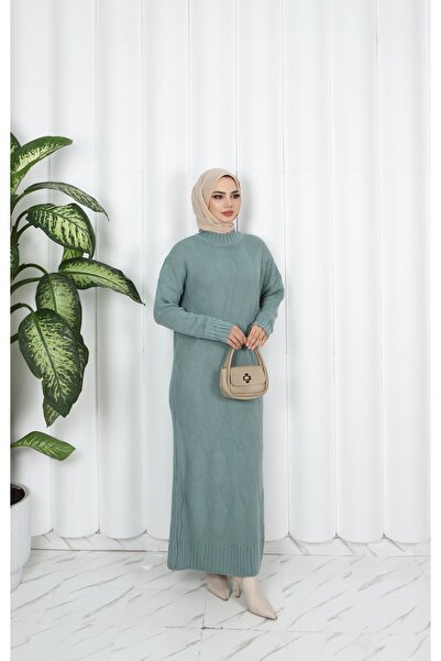 NİSUM MODA Diamond Patterned Knitwear Dress