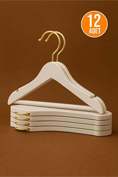 Orvila 12 Adet - Bebek ve Çocuk Boy Ahşap Görünümlü Plastik A Kalite Elbise Askısı Tshirt Pantolon Askı