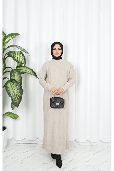 NİSUM MODA Diamond Patterned Knitwear Dress