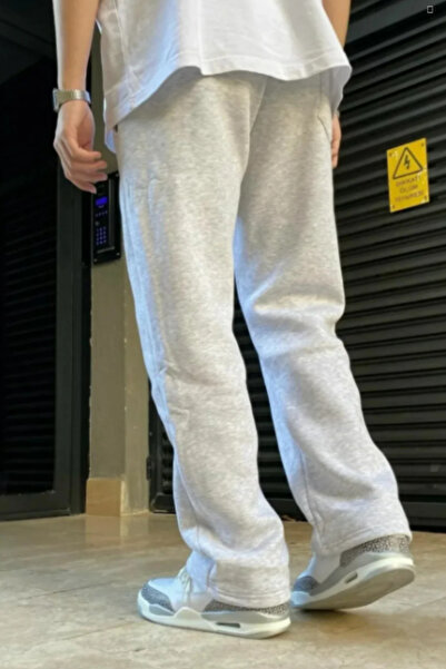 EydaMoon Ανδρικό χειμερινό φαρδύ βαμβακερό και μάλλινο παντελόνι Los Angeles με τύπωμα με φαρδιά πόδια με πλαϊνές τσέπες